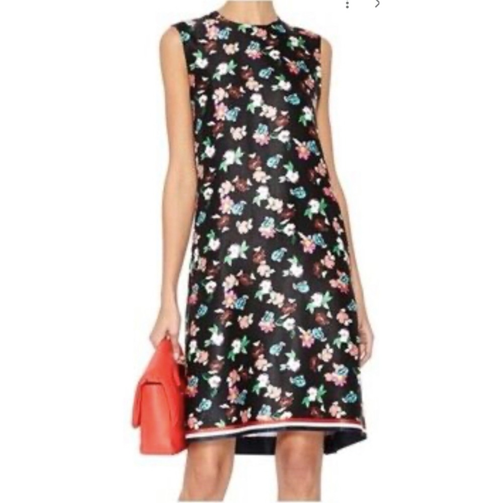 Thom Browne Women's L Floral Print Shift Dress Pockets Button Side Slits READ